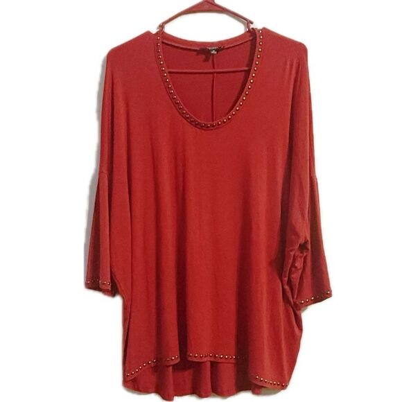 Premise Red Studded Tunic Top - Picture 1 of 5